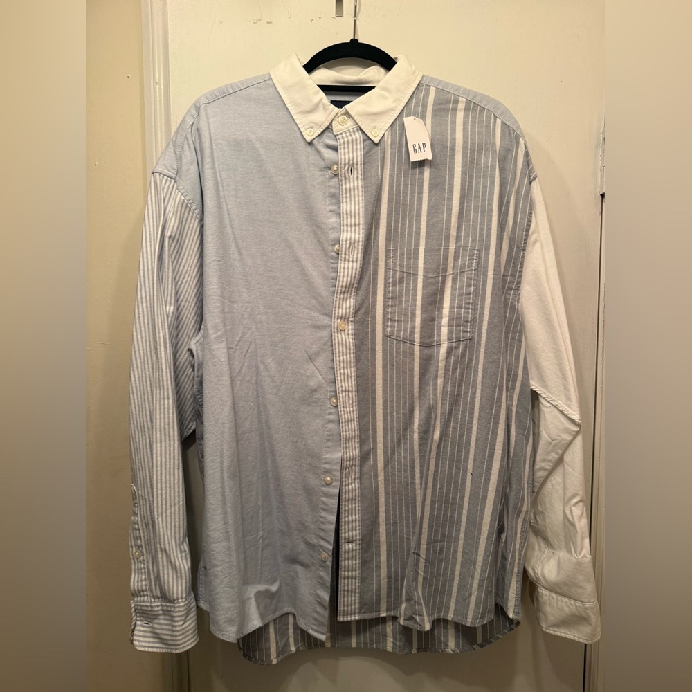 Gap The Big Shirt classic Oxford blue striped  Checkered Men's Shirt